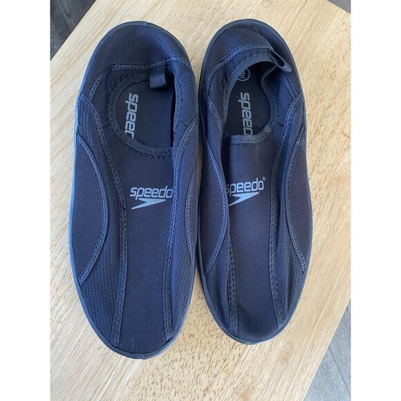 SPEEDO Water Shoes Stretch Black Mesh Athletic Swim 9 - Picture 1 of 3